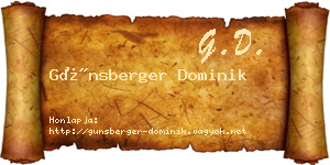 Günsberger Dominik névjegykártya